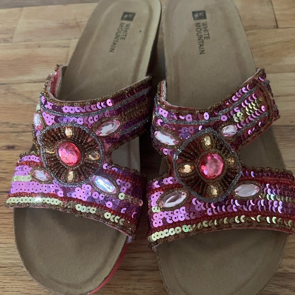White mountain wedge sandals . Embellished - Picture 2 of 2